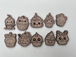 Lot de 10 jetons cupcake